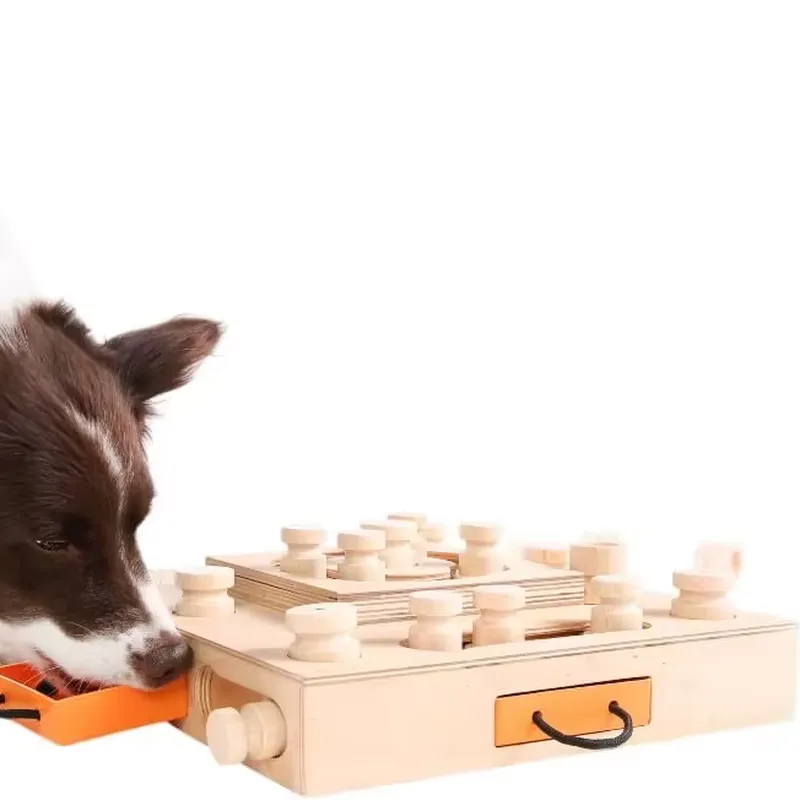 Dog Treat Puzzle Toy - Brinquedo Interativo de Quebra-Cabeça de Madeira